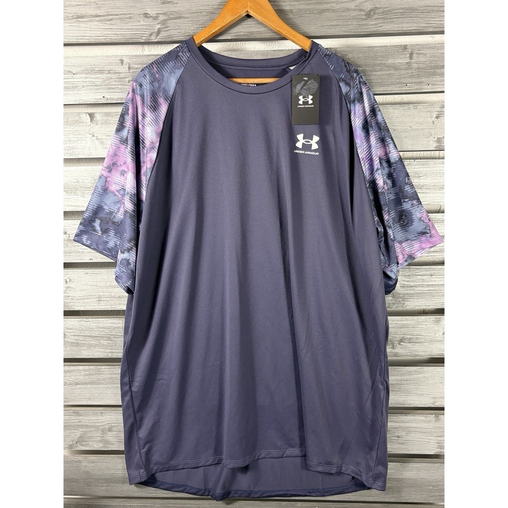 Under Armpit T Shirt Mens 3XLT Loose Purple Short Short UA Tech 2.0 NEW
